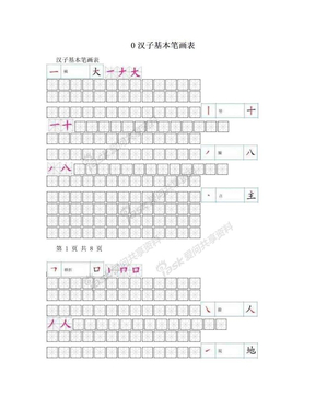 0汉子基本笔画表