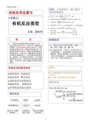 高中化学--有机反应类型一 二