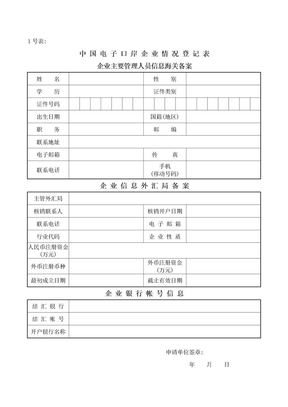 中国电子口岸企业情况登记表(1号表)