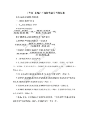 [方案]上海六百商场收银员考核标准