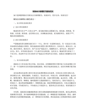 财务会计助理实习报告范文