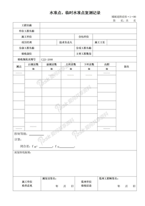 水准点、临时水准点复测记录