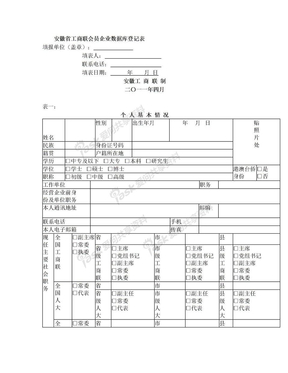 安徽省工商联会员企业数据库登记表