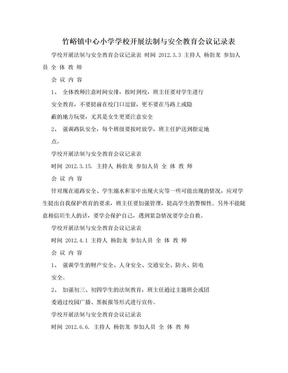 竹峪镇中心小学学校开展法制与安全教育会议记录表