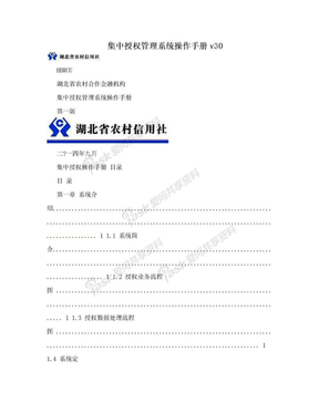 集中授权管理系统操作手册v30