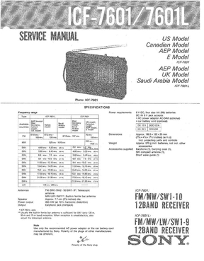 sony-ICF-7601L-收音机说明书