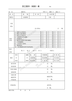 晋升调资表