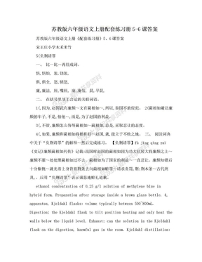 苏教版六年级语文上册配套练习册5-6课答案