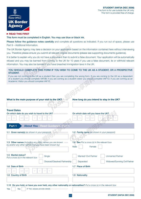 英国签证申请表