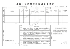 城镇土地使用税困难减免申请表