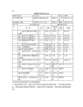 编制库存现金盘点表