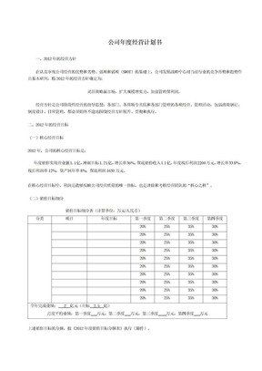 公司年度经营计划书(模板)