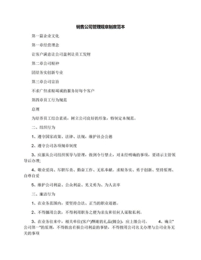 销售公司管理规章制度范本