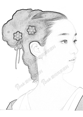 王美芳工笔仕女白描稿2