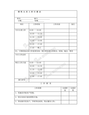 销售人员工作日报表·