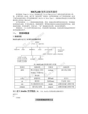 MATLAB矩阵及矩阵操作