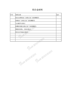 铝合金材料汇总表