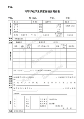 高校家庭经济状况调查表