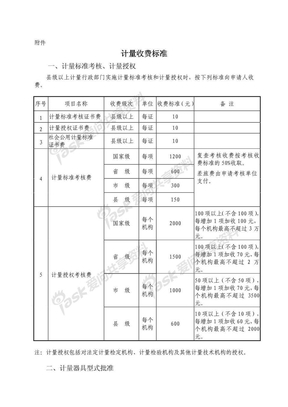 计量收费标准