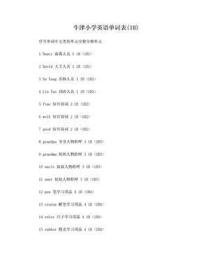 1--6年级英语单词表