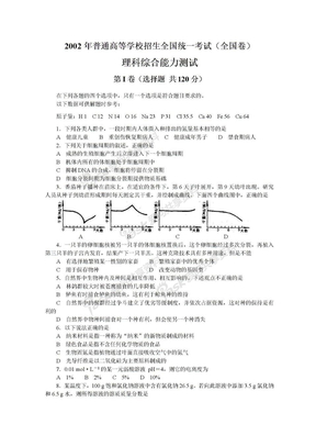 2001-2011全国理综2卷2002年高考试题——理综(全国卷)