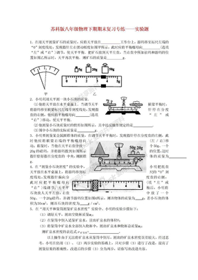 苏科版八年级物理下期期末复习专练