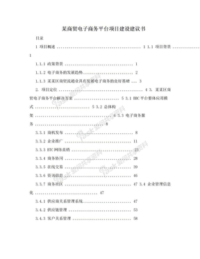 某商贸电子商务平台项目建设建议书