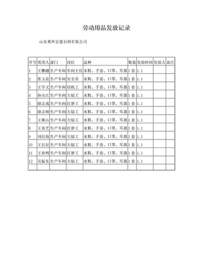 劳动用品发放记录