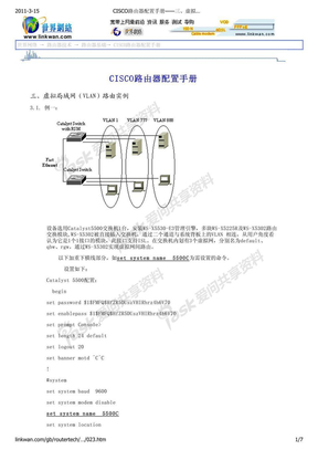 CISCO路由器配置手册 三、虚拟局域网（VLAN）路由实例