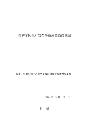 电解车间生产安全预案