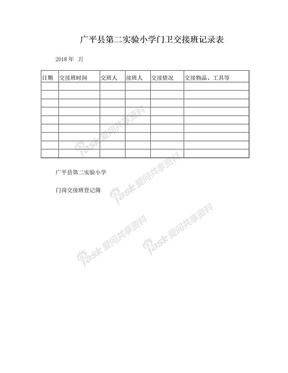 学校门卫交接班记录表