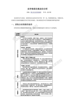 竞争情报收集途径分析