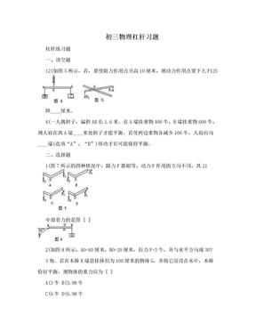 初三物理杠杆习题