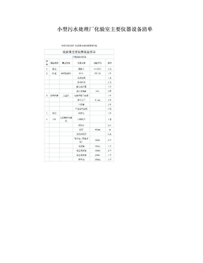 小型污水处理厂化验室主要仪器设备清单