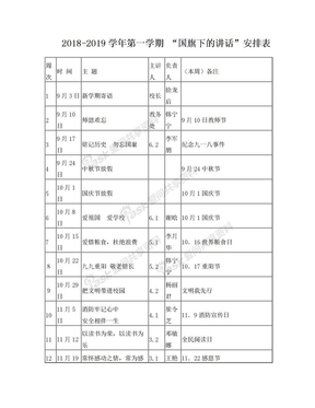 2018年秋国旗下讲话安排表