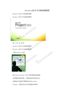 project2010中文版基础教程