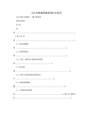 120万吨球团建设项目计划书