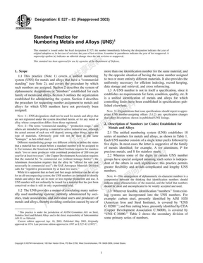 ASTM E527金属及合金统一数字编号系统（UNS）