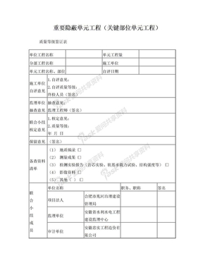 隐蔽工程验收记录表