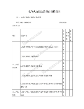 鹏翔学校电气火灾隐患排查表