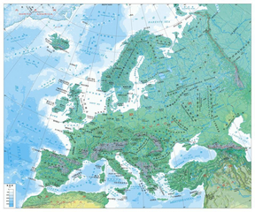 高清淅欧洲地形地图