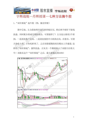 宇辉战舰丹辉授课笔记之七种擒牛股方法