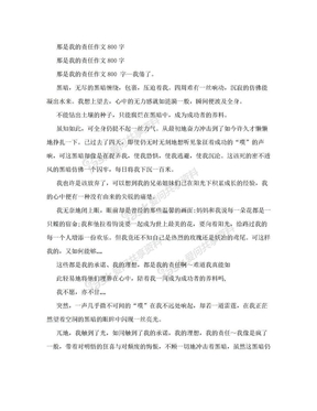 那是我的责任作文800字