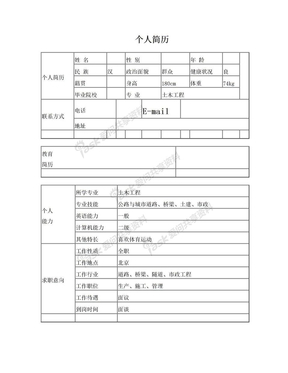 个人简历2015标准电子版版