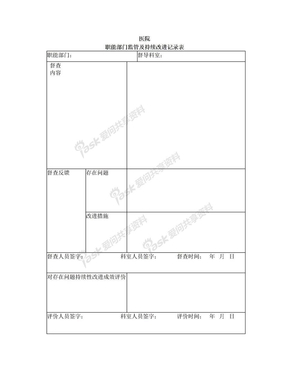 医院职能部门监管及持续改进记录表