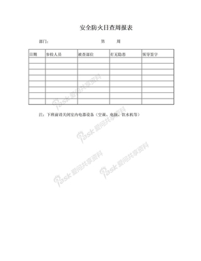 安全防火日查周报表