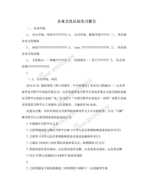 企业文化认知实习报告