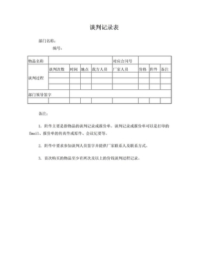 谈判记录表