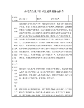 公司安全生产目标完成效果评估报告