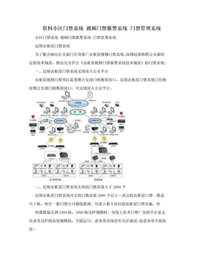 资料小区门禁系统 视频门禁报警系统 门禁管理系统